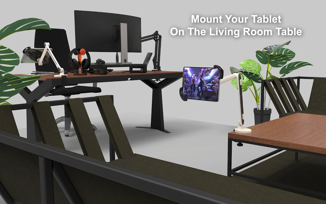 Tablet swing arm mount your tablet on the living room table